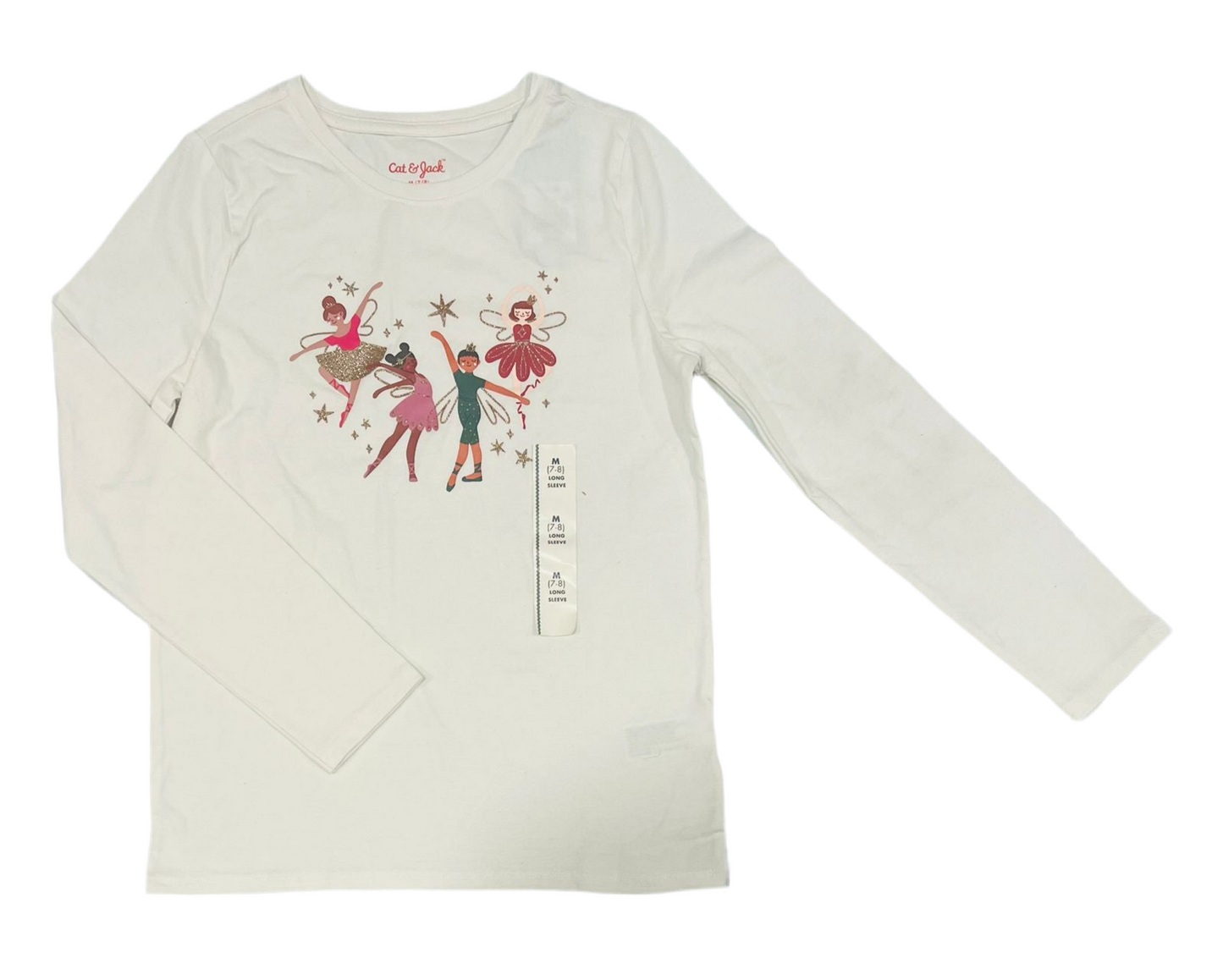 Camisa blanca manga larga bailarinas cat & jack