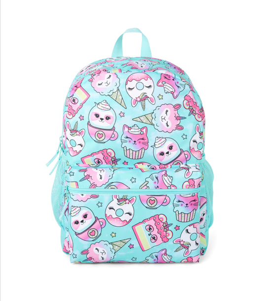 Mochila Childrens place celeste helado unicornio grande