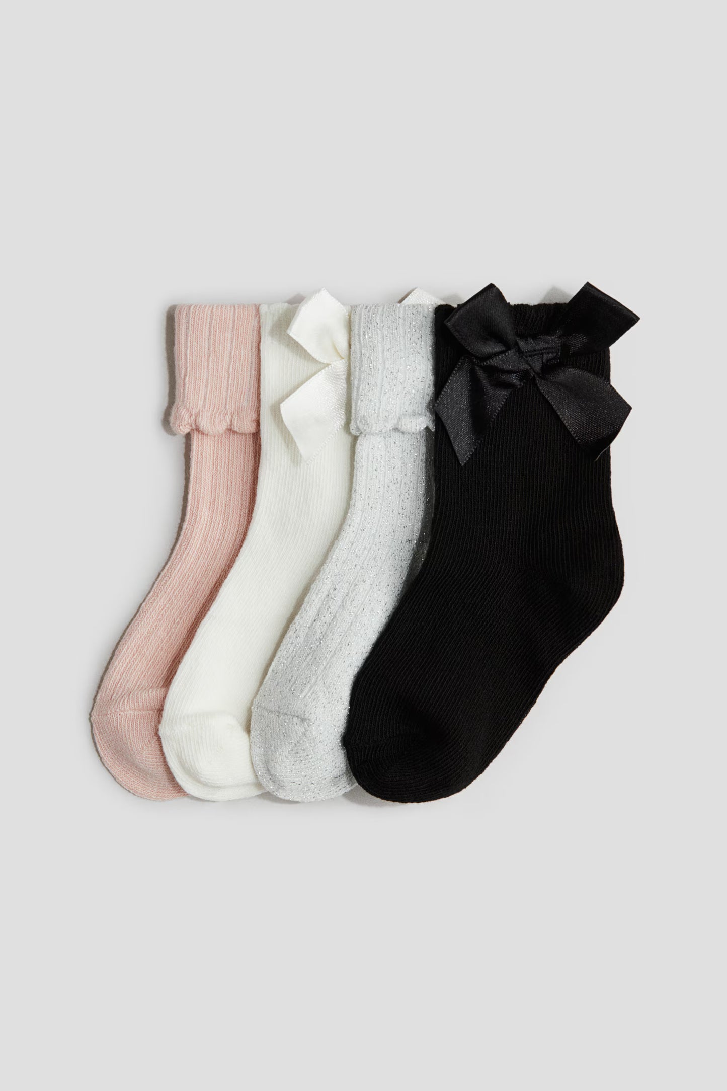 Set 4 calcetines blanco gris negro rosado bebe niña 1123215037