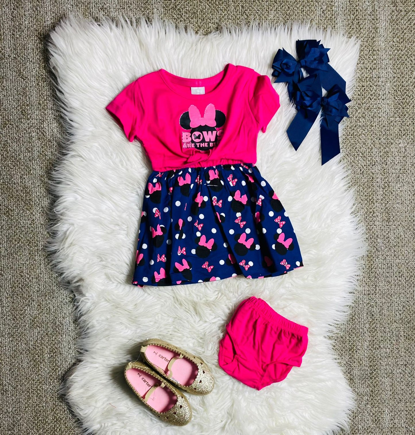 Vestido rosado azul Minnie Disney bebe niña