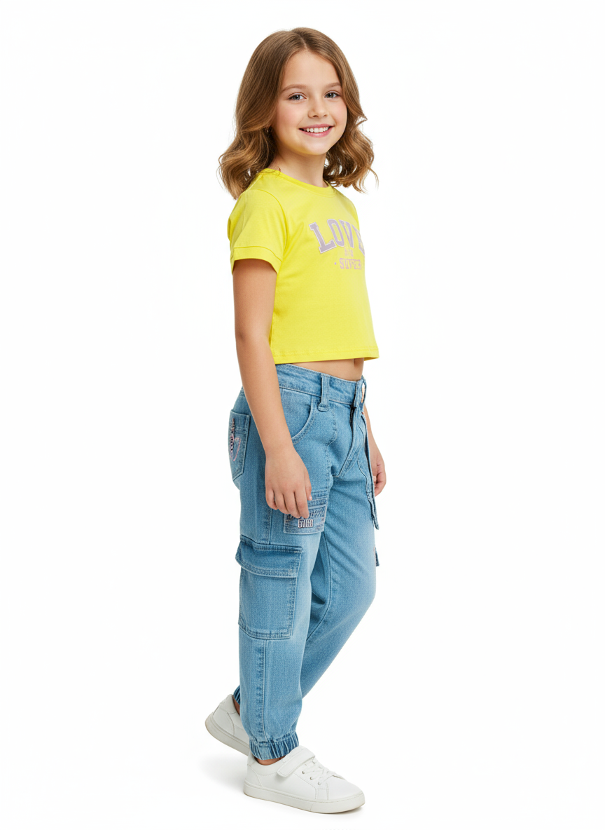 Set Conjunto amarillo de niña camisa y Jeans jogger CGS1216-3 690590