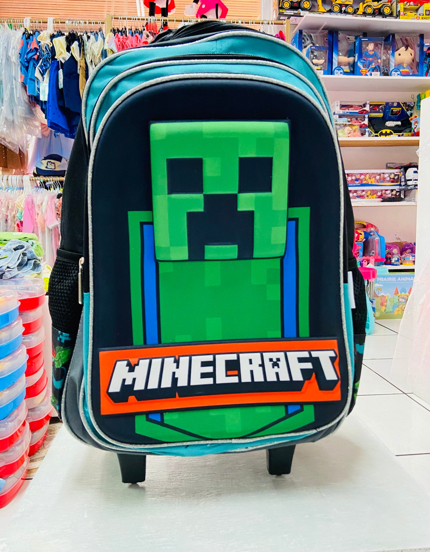 Mochila con ruedas minecraft azul celeste 16 pulgadas M34-220202