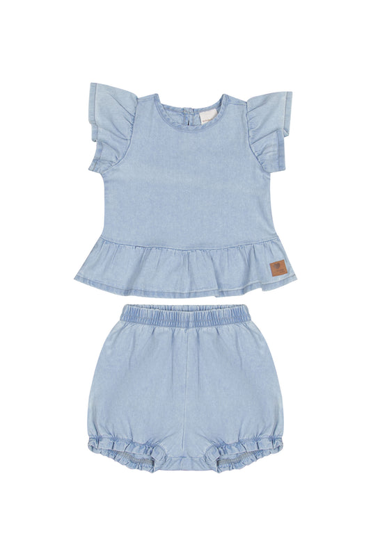 Set 2 piezas azul jeans bebe niña quimby 30236-184025