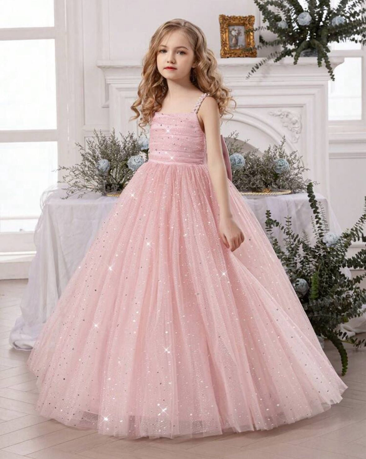 Vestido rosado gala eventos niña