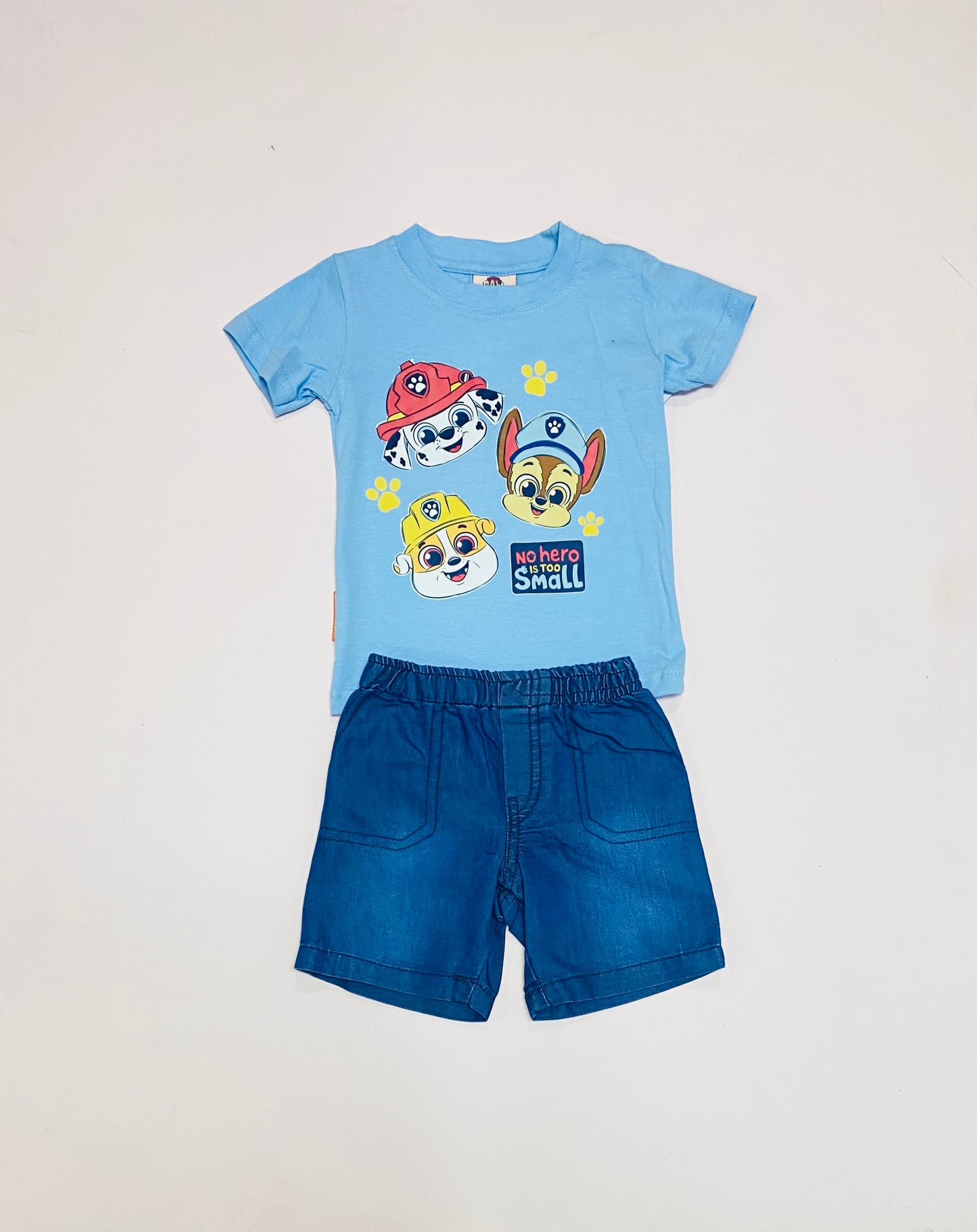 Set conjunto 2 piezas bebe niño camisa azul cielo short azul oscuro Paw Patrol N9-PW-115B promo 2x1000