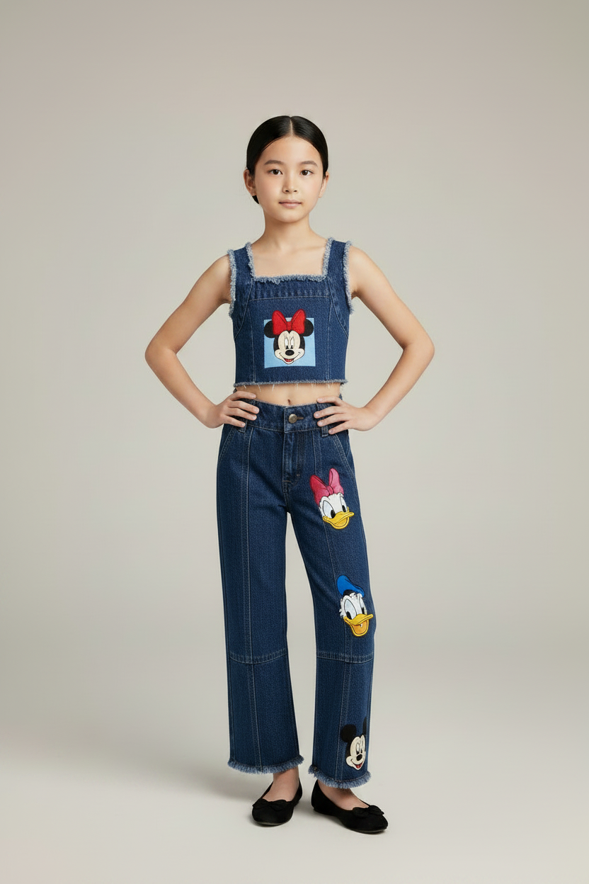 Set Conjunto 2 piezas bebé niña Minnie Disney pantalón jeans claro D9-MI-1189B promo 2x1000