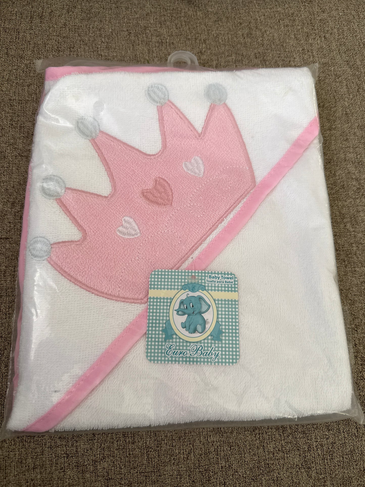 Toalla baño rosada blanca princesa euro baby bebe niña