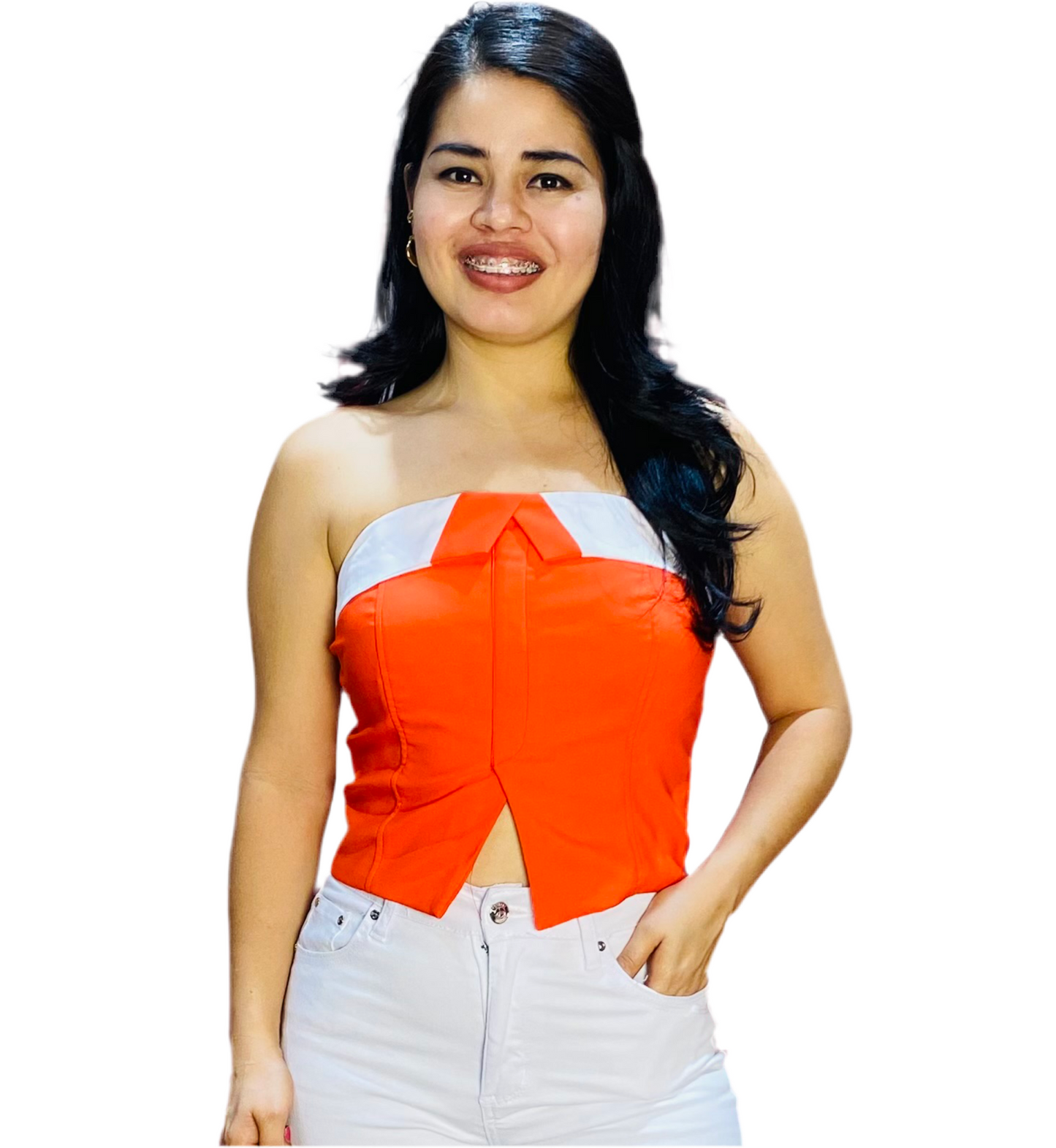 Top camisa mujer dama Anaranjado CTD1187-18 390290