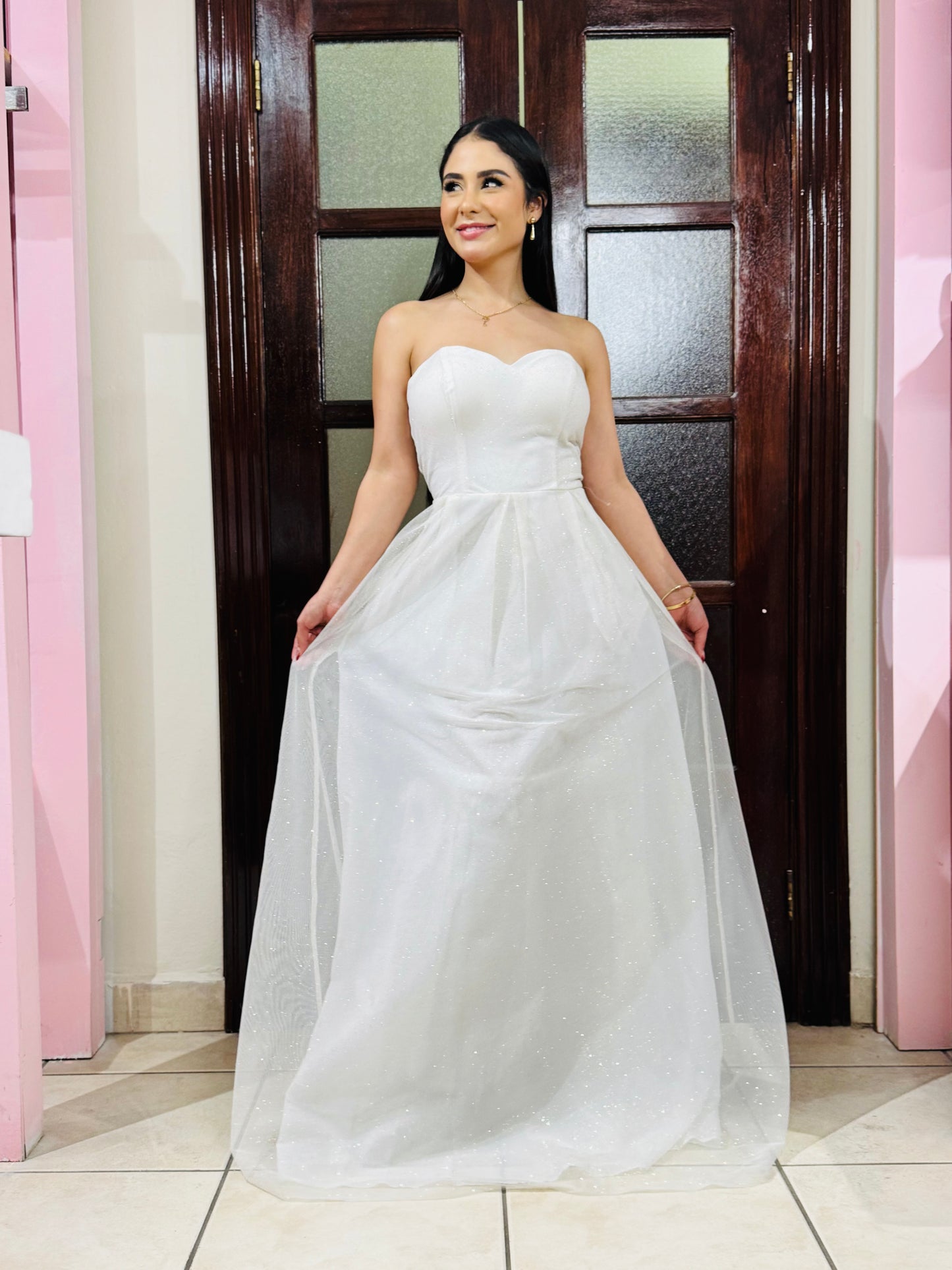 Vestido gala dama blanco SM