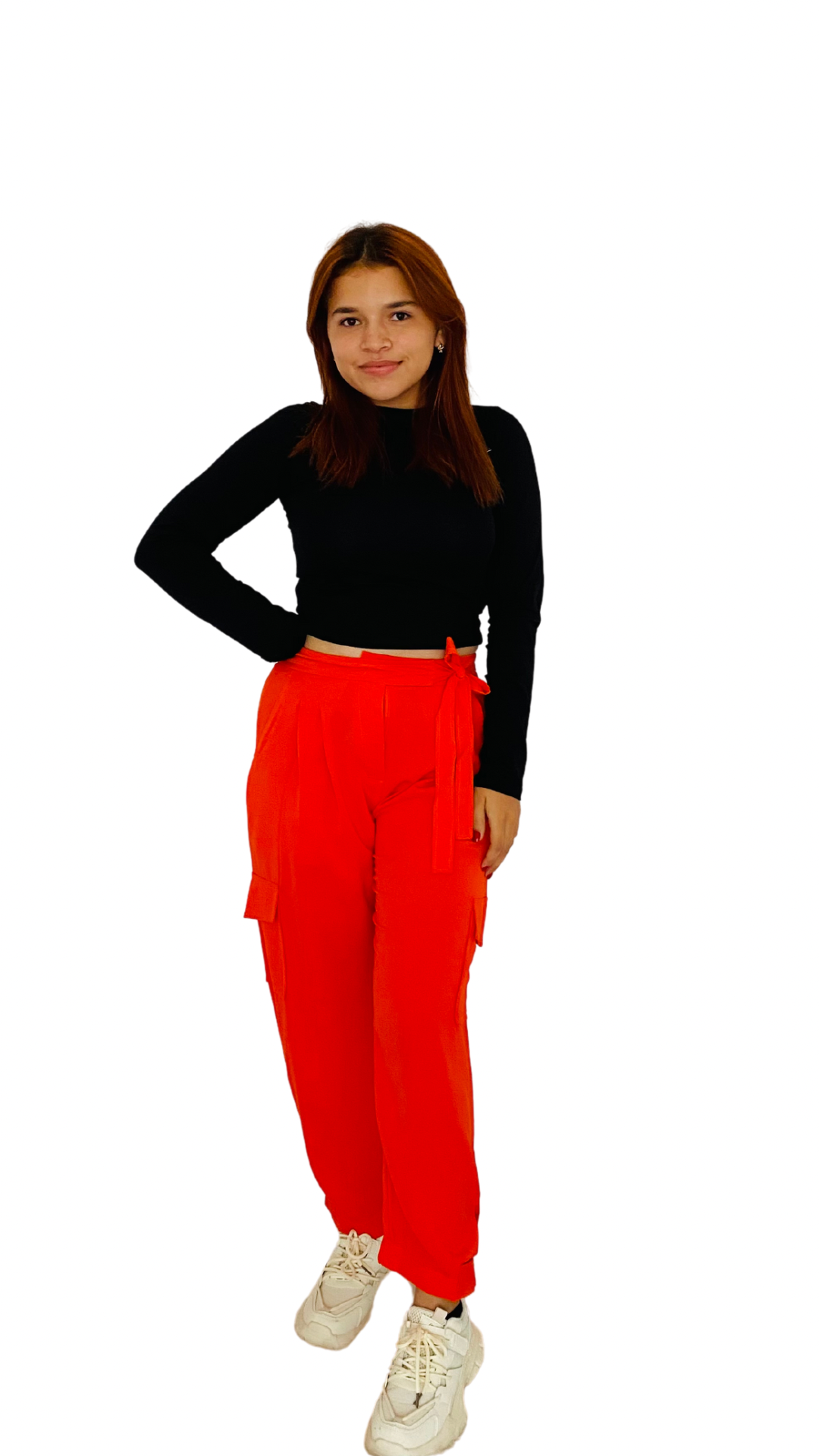 Pantalón tela cargo dama Naranja PR3-965 690590490