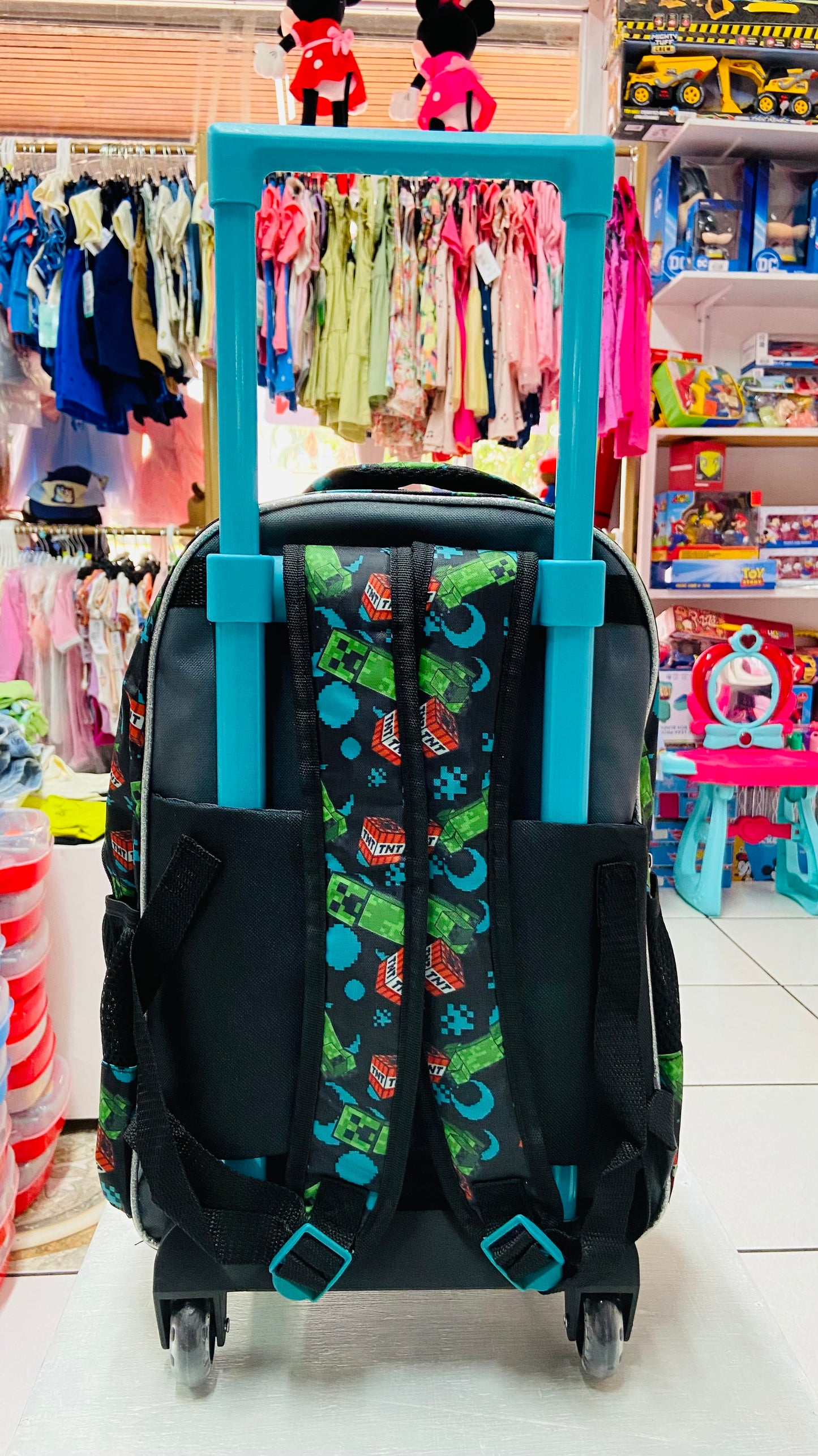 Mochila con ruedas minecraft azul celeste 16 pulgadas M34-220202
