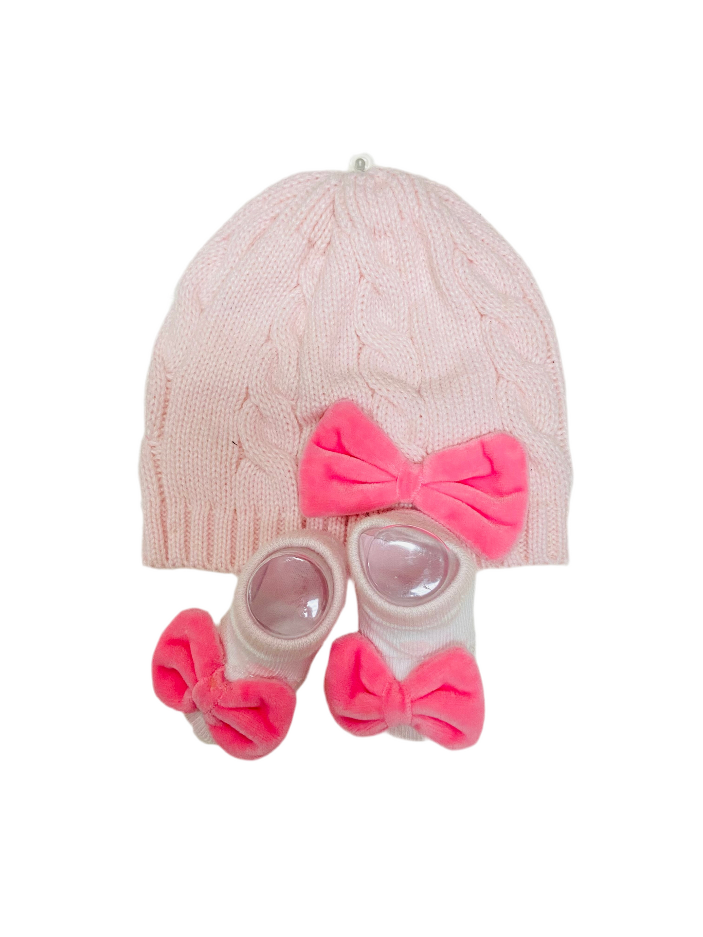 set 2 piezas gorro y calcetines rosado niña