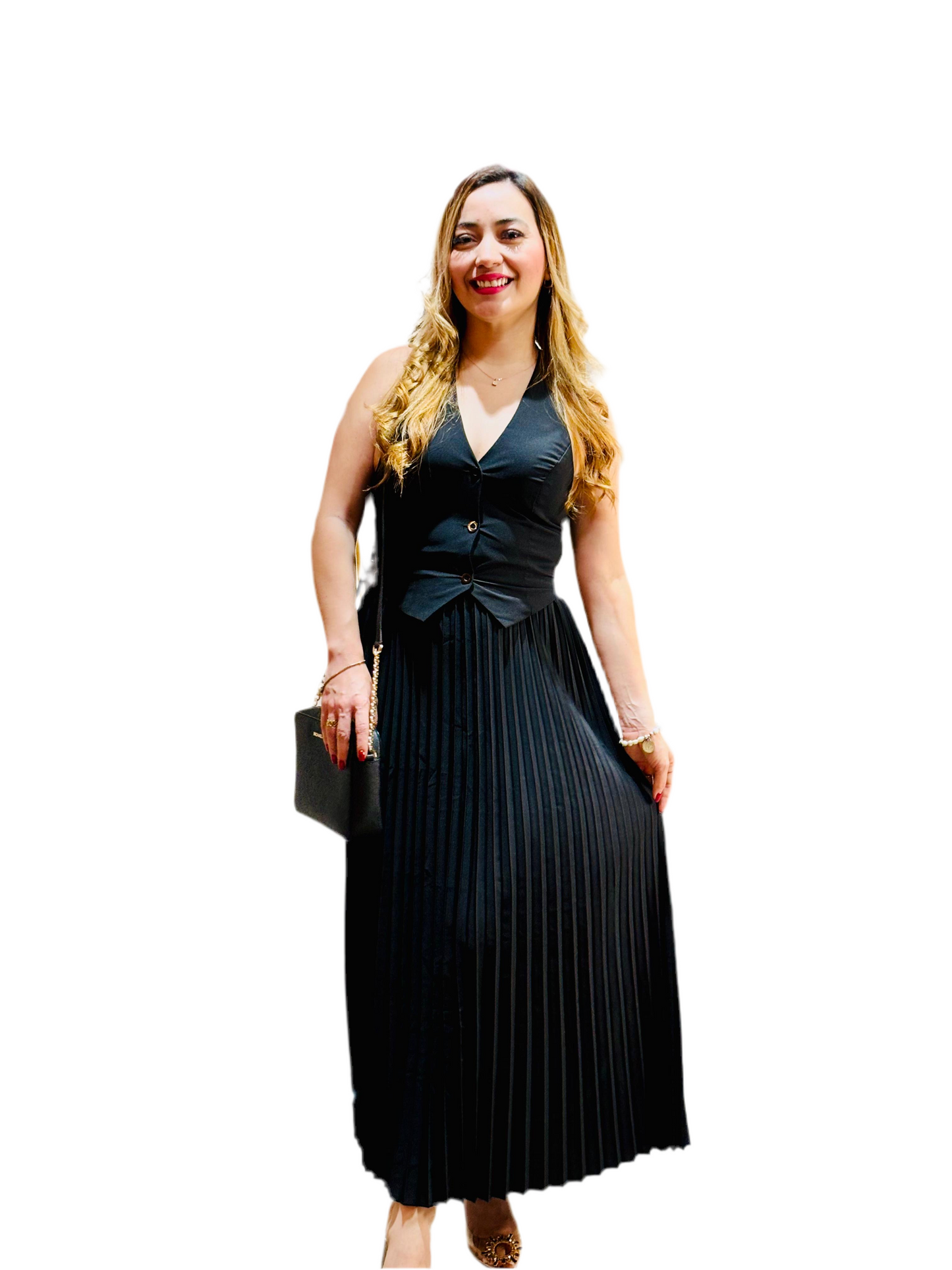 Set de dos piezas falda y top negro para dama mujer 1090790 formal