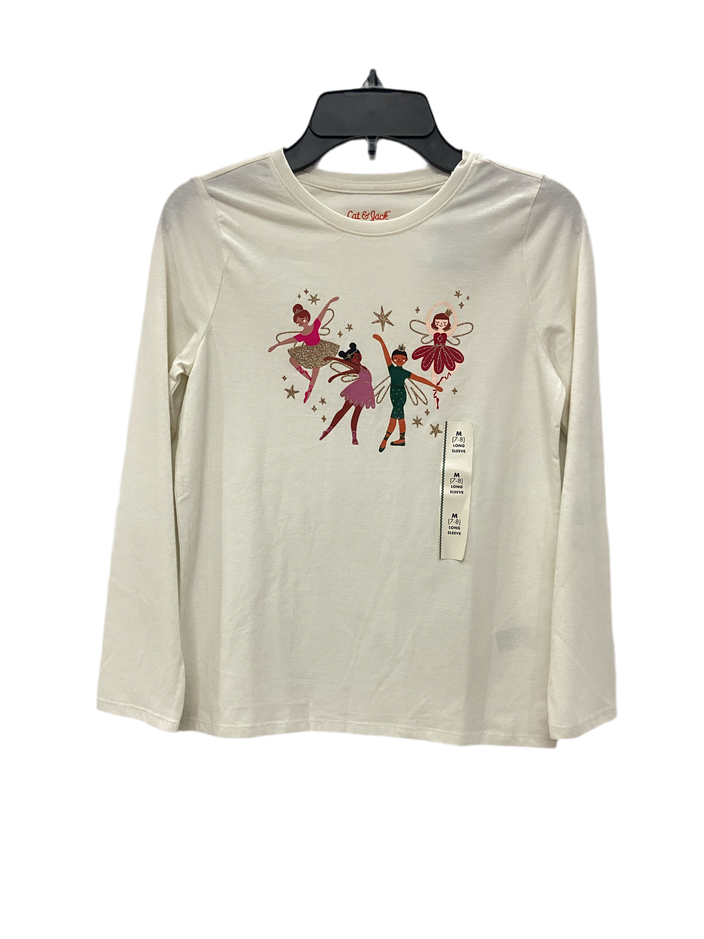 Camisa blanca manga larga bailarinas cat & jack
