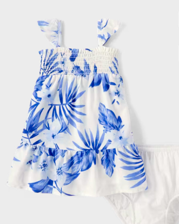 Vestido blanco azul bebe niña Childrens Place