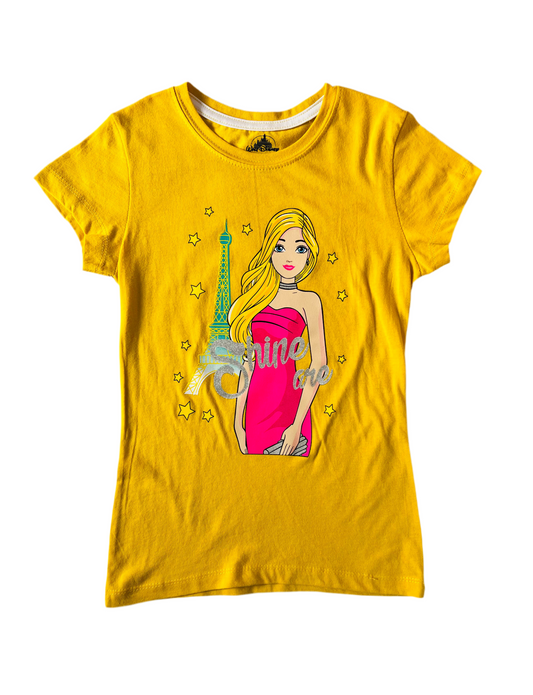 Camisa Barbie amarilla niña promo 4x1000