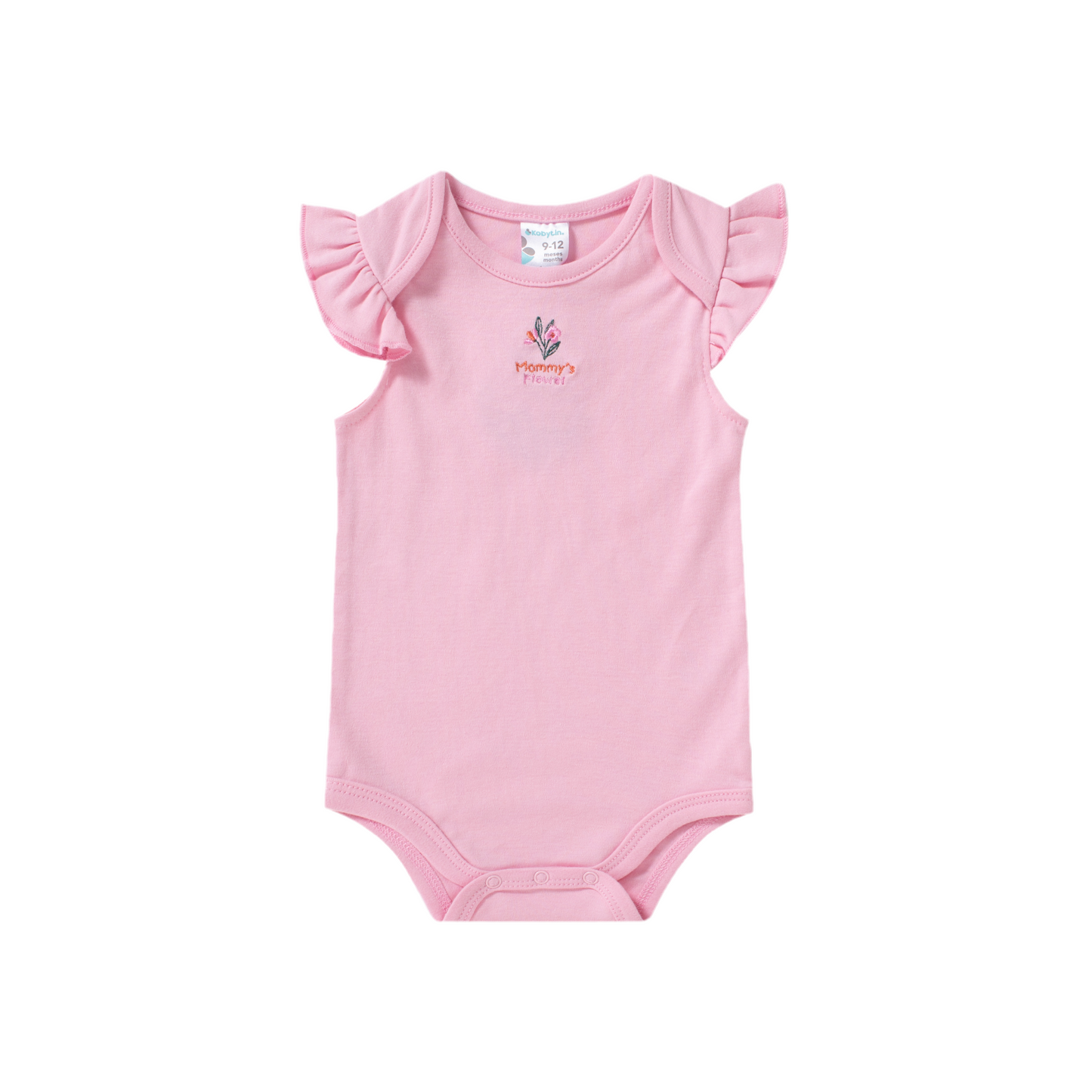 Set 2 piezas mamelucos bebe niña flores rosadas azul Kobytin