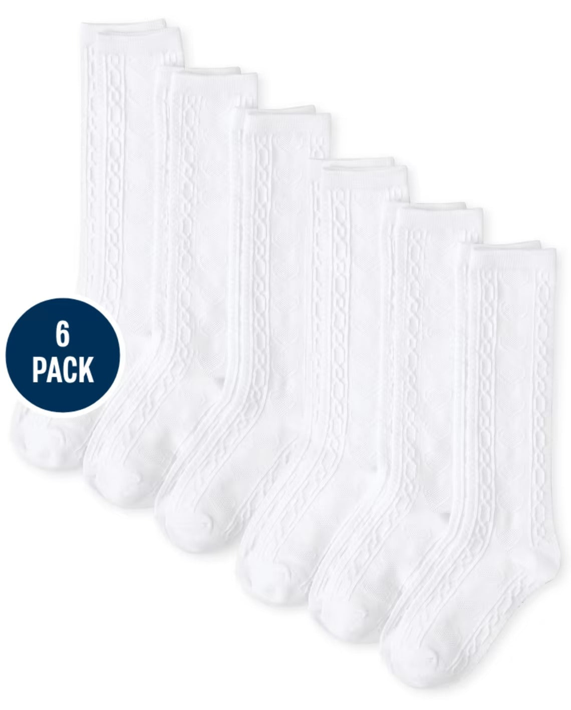 Set 6 calcetines blancos altos Childrens place calados niña