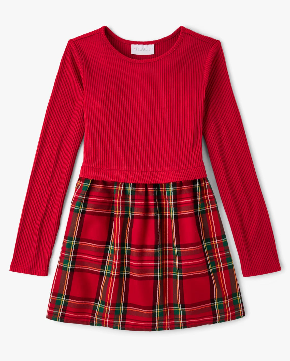 Vestido rojo cuadros childrens place manga larga 54896624