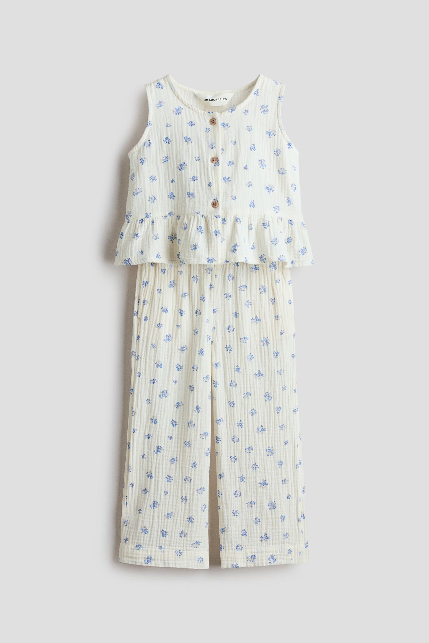 Set conjunto 2 piezas niña camisa pantalon blanco H&M 1324666002
