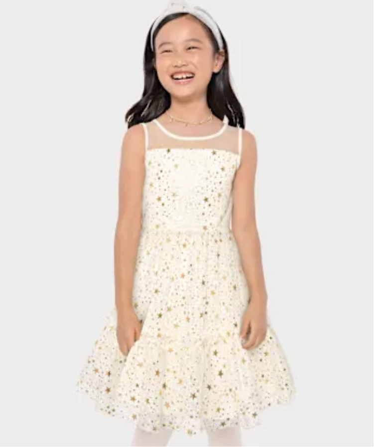 Vestido blanco dorado estrellas niña the Children’s place