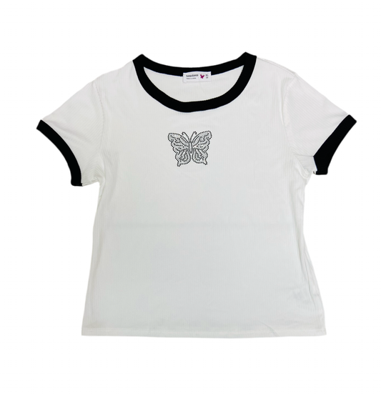 Camisa blanca niña mariposa