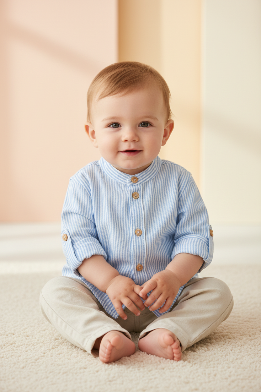 Camisa formal bebe niño azul celeste H&M 1320550002