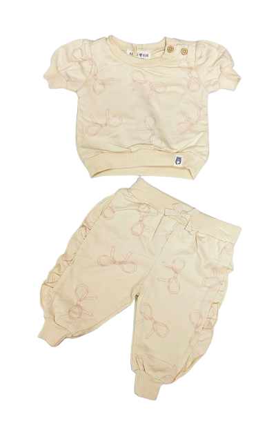 Set 2 piezas beige chongos bebe niña