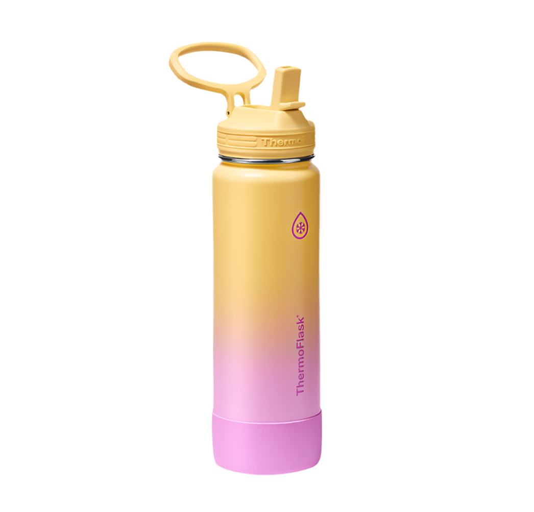 Termo Bote termico flash amarillo rosado acero inoxidable 16oz