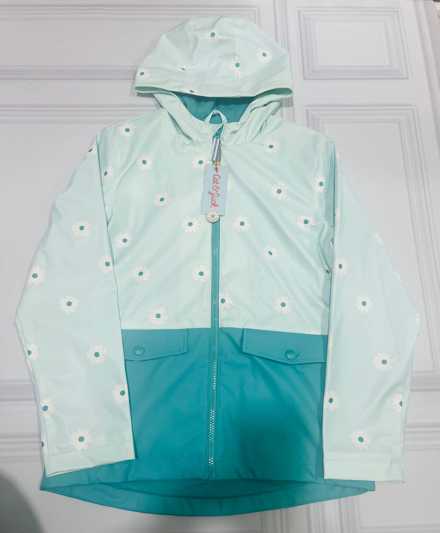 Chumpa impermeable celeste flores Cat & Jack niña 33246704