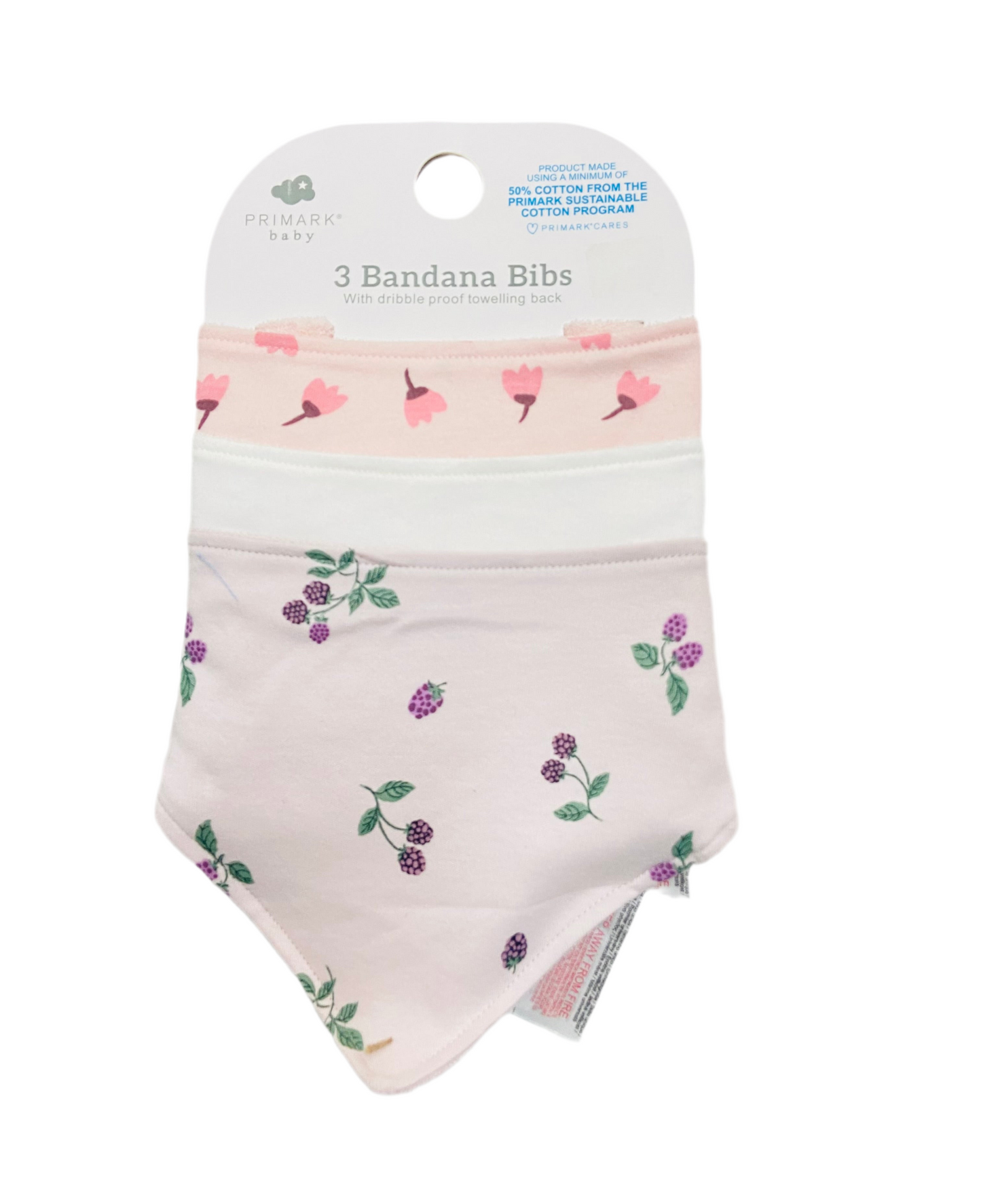 Set 3 baberos uvas bebe niña Primark