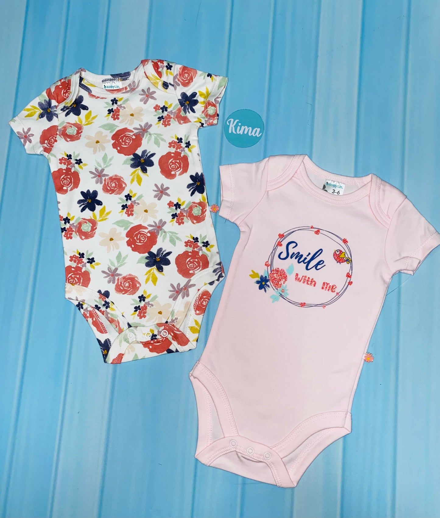 Mameluco 2 piezas rosado flores niña Kobytin