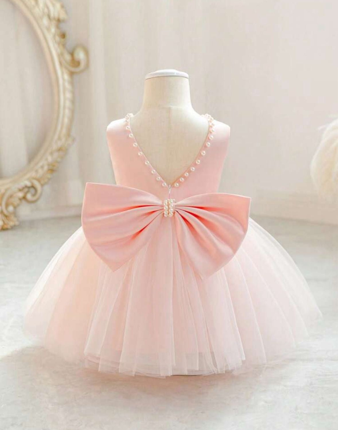 Vestido rosado evento gala bebe niña