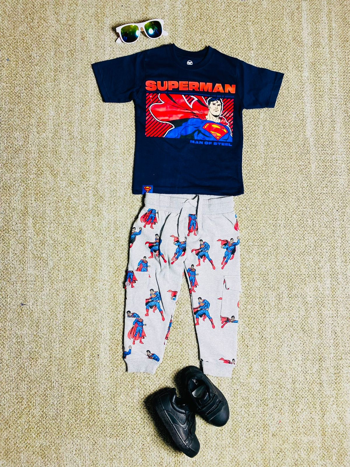 Set 2 piezas pijama superman camisa negra niño C9-SM-1039N 490445