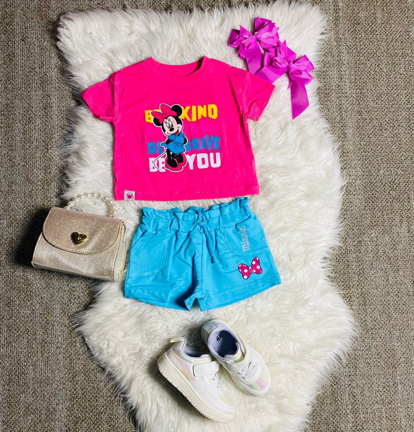 Set 2 piezas camisa rosada bebe niña minnie disney promo 3x1000