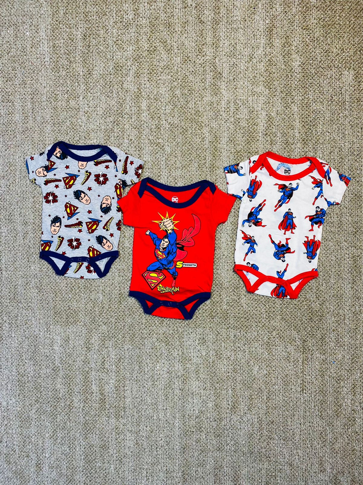 Set 3 piezas mameluco bebe niño Superman C2-SM-865B 490445 promo 3x1000