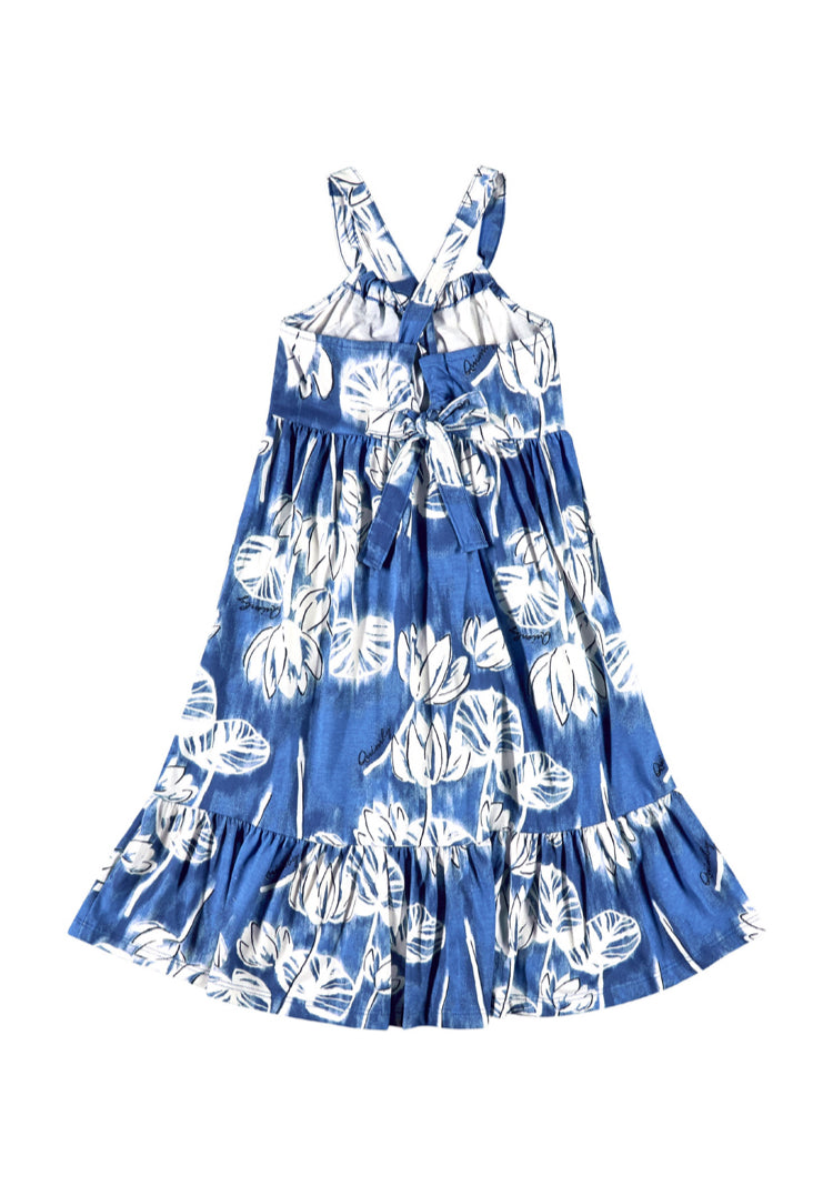Vestido niña azul flores quimby hawaiano 34157-FLO980 revuelos promo 2x1000