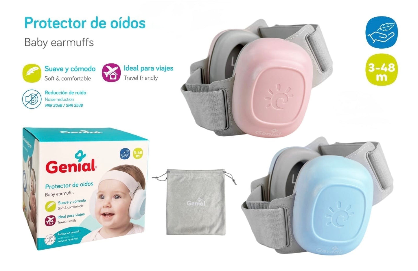 Audífonos bloqueo de ruido Bebe niña rosado