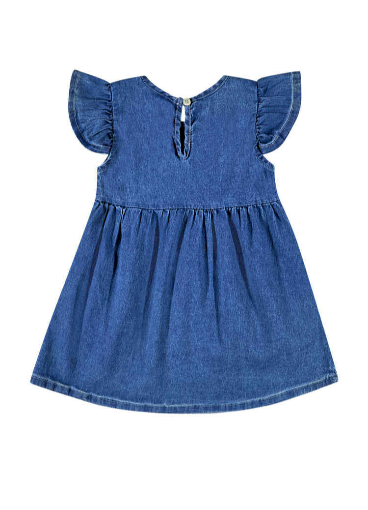 Vestido azul jean quimbybaby bebe niña 34132-184025 revuelos denim