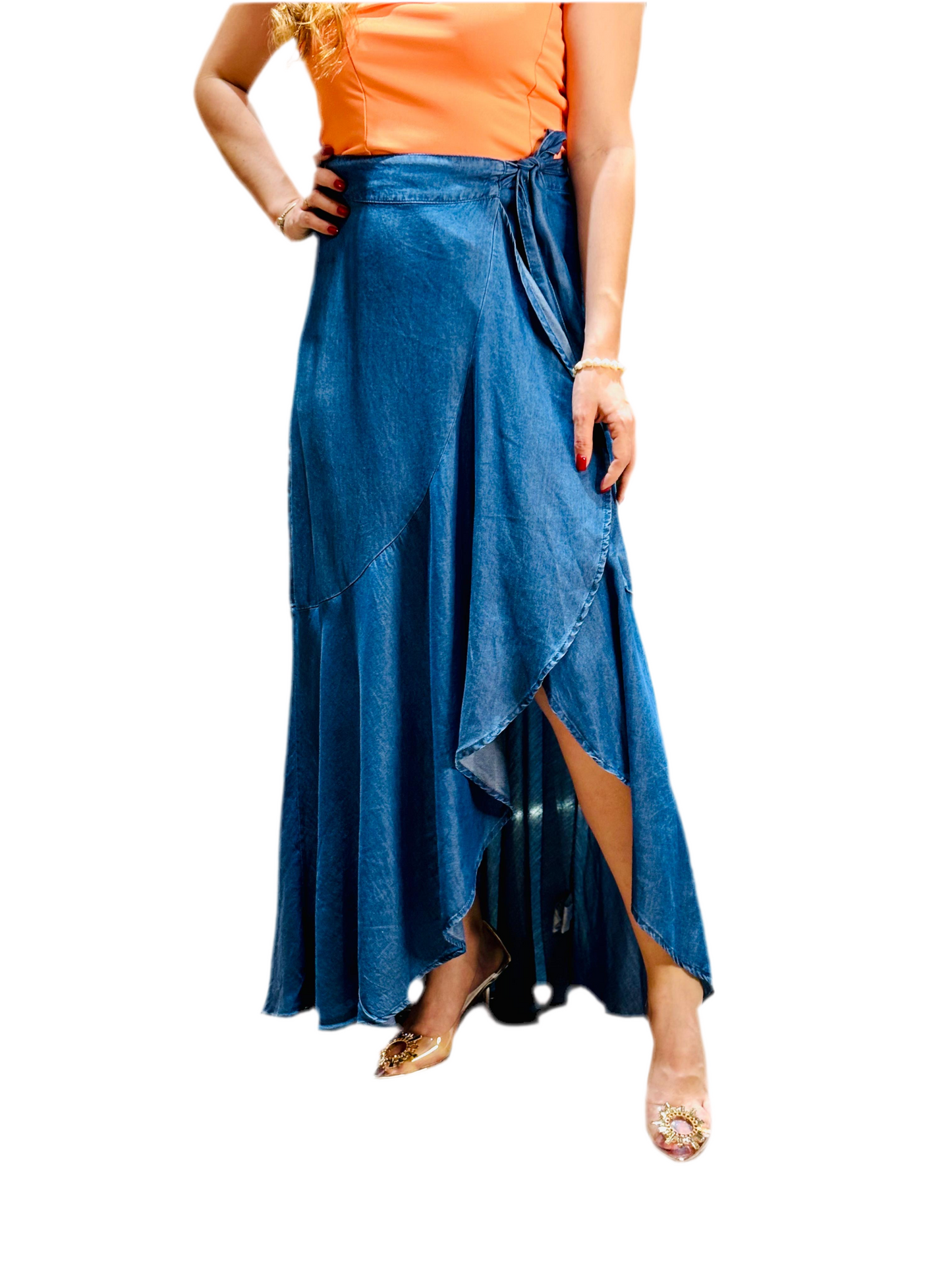 Falda Jeans Larga azul oscuro Dama CFD1183-21 690590