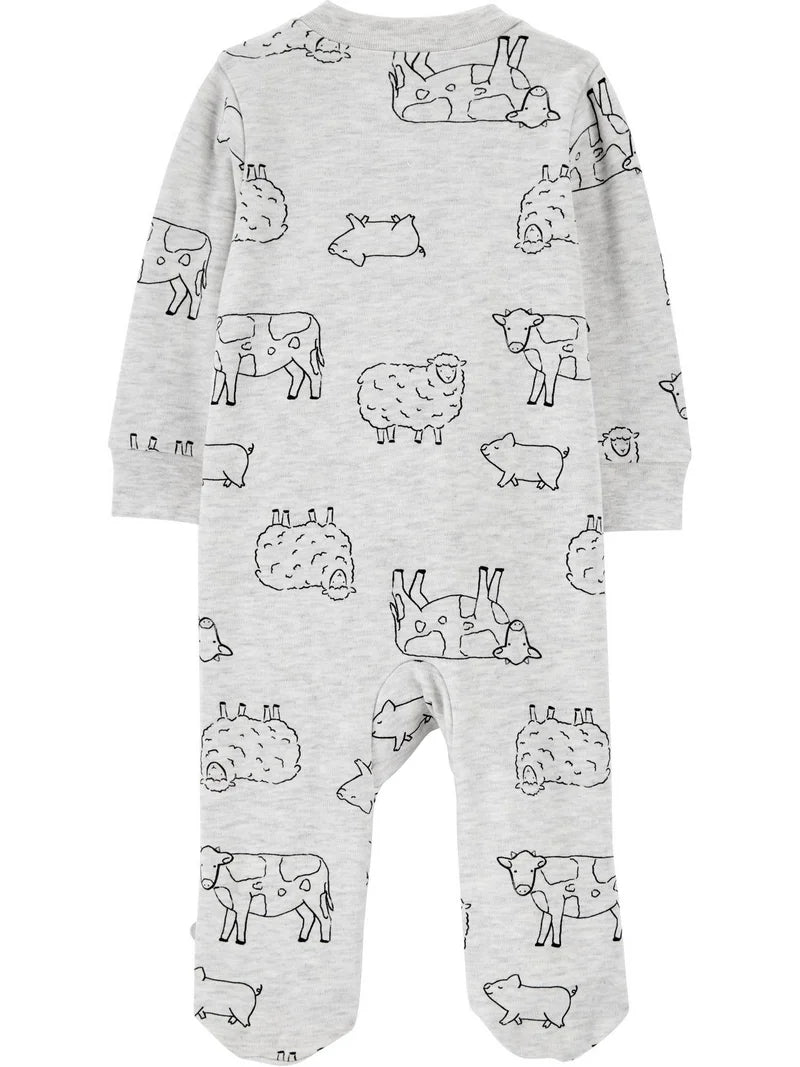 Pijama Mameluco bebe niño animales Carters gris salida hospital