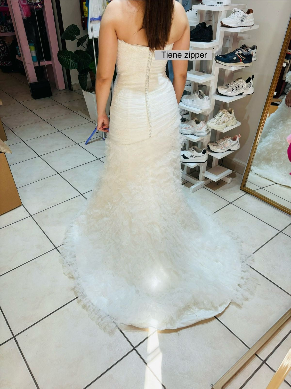 Vestido gala dama blanco novia talla 6