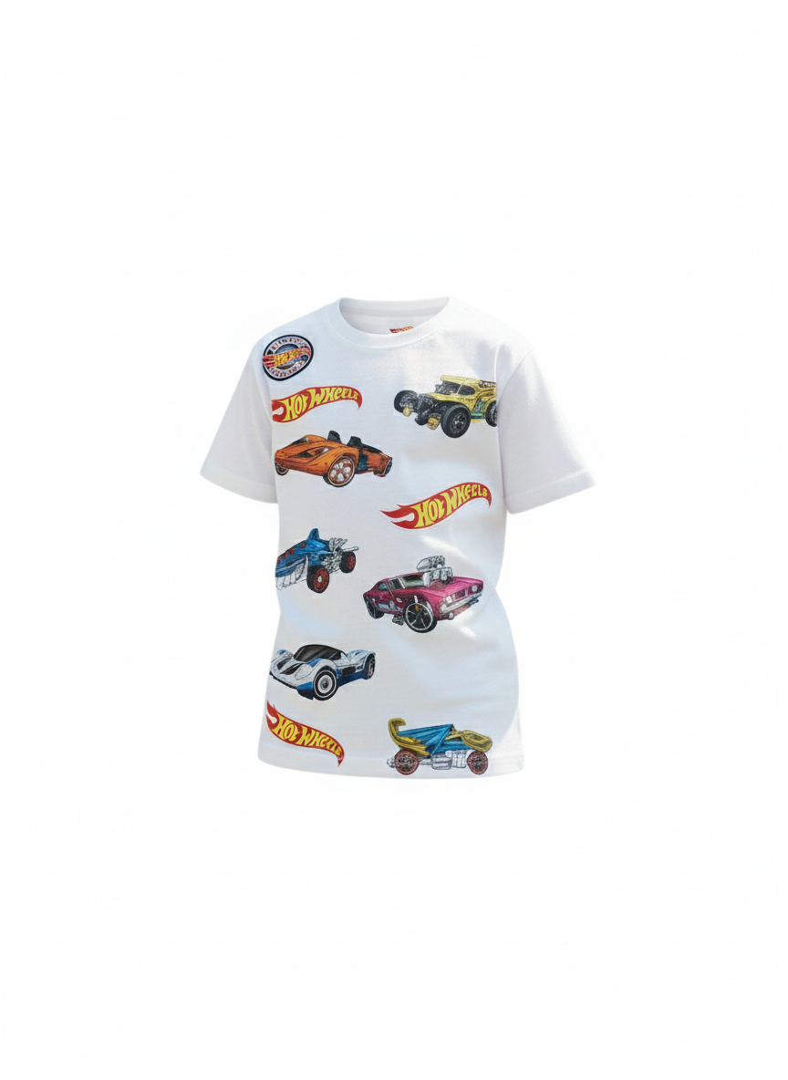 Camisa blanca niño Hotwheels Disney HW-91405