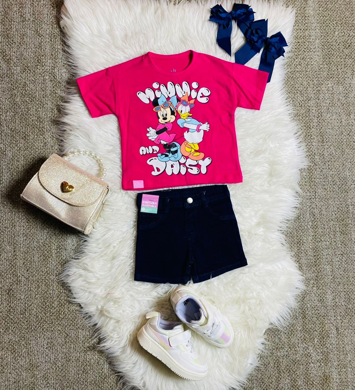 Set 2 piezas camisa rosado fusia bebe niña minnie disney promo 2x1000