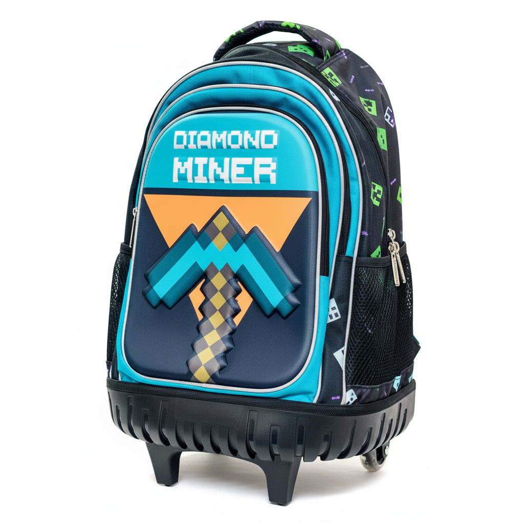 Mochila ruedas azul Minecraft diamond Carretilla 17 pulgadas M34-220199