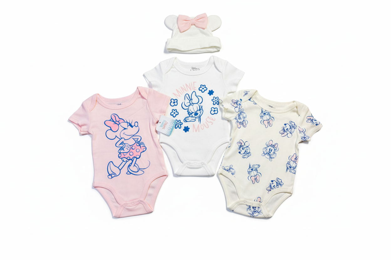 Set 4 piezas Mameluco minnie bebé niña rosado D9-MK-1327B promo 2x1000 545490