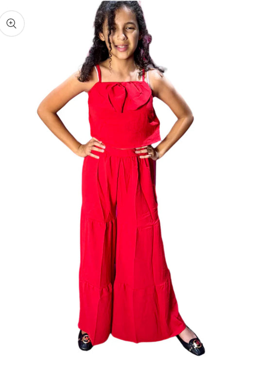 Set 2 piezas rojo niña pantalón camisa Chic mi CSG1208-2