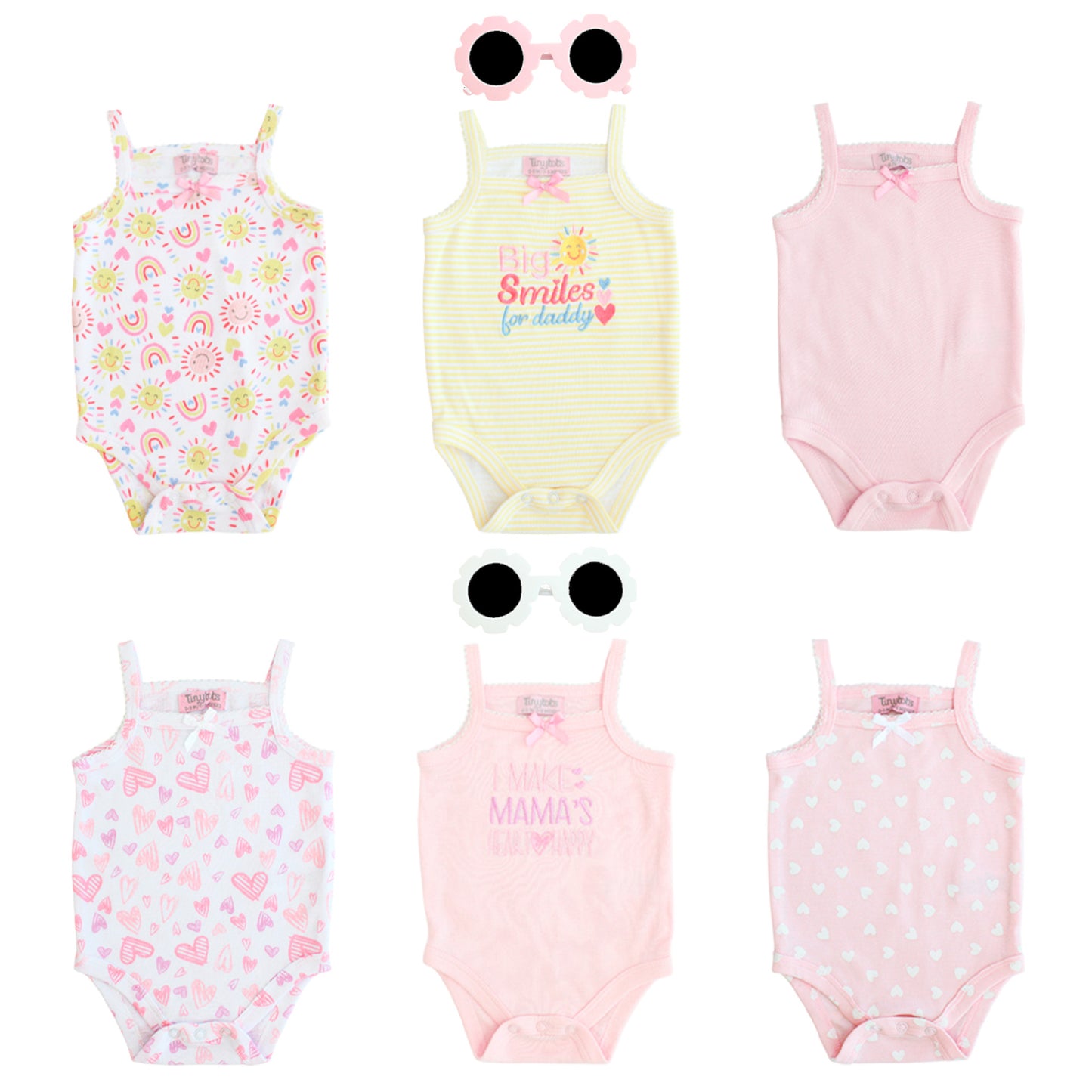 Set 3 mamelucos gafas de sol bebe niña amarillo Tinytots AP15180