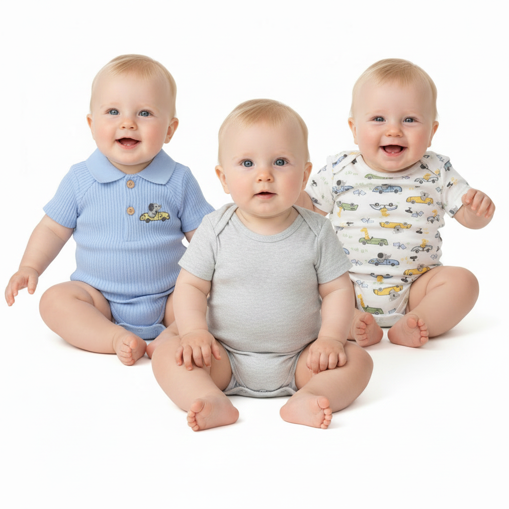 Set 3 mamelucos azul gris bebe niño Tinytots AP15978