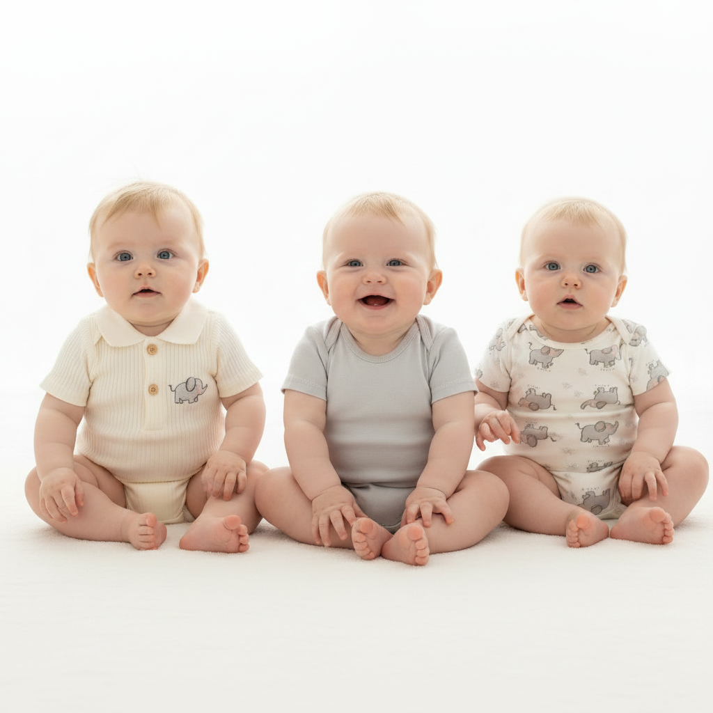 Set 3 mamelucos beige gris bebe niño Tinytots AP15979